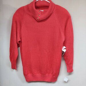 Vivat Womens Mock Neck Ribbed-Cuff Sweater Pullover 3/4 Sleeve Medium Red New
